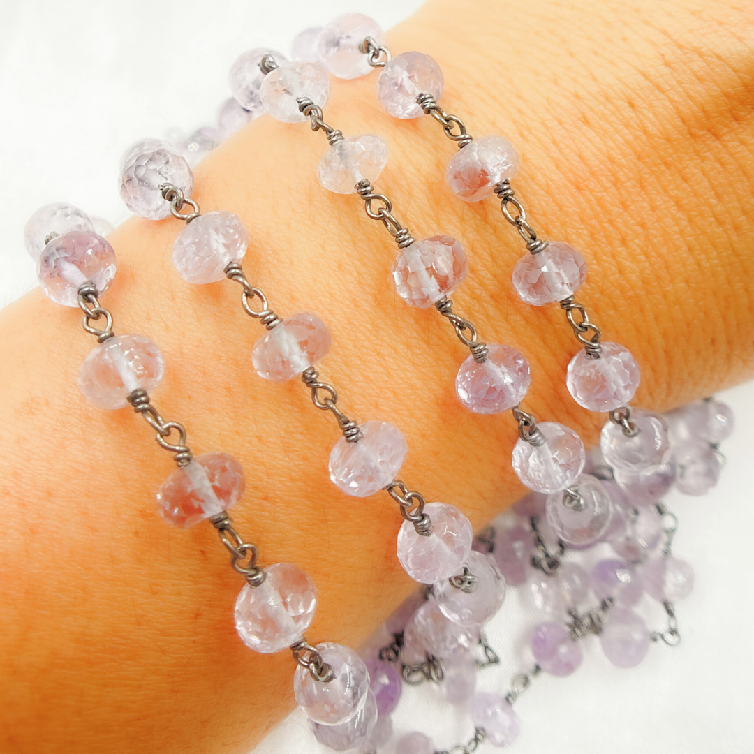 Pink Amethyst Oxidized Wire Chain