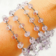 Pink Amethyst Oxidized Wire Chain