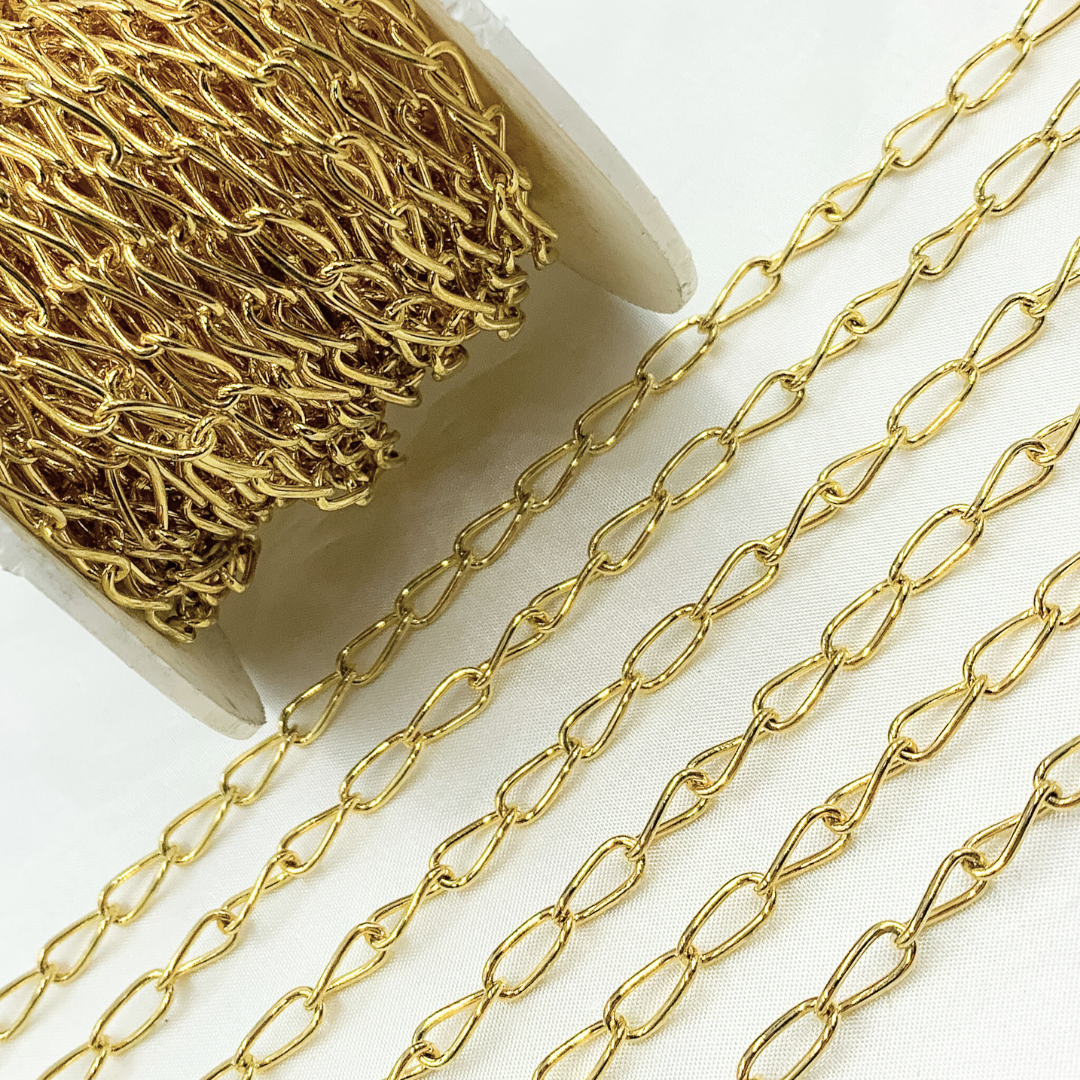 Gold Plated 925 Sterling Silver Elongated Curb Chain. V62GP