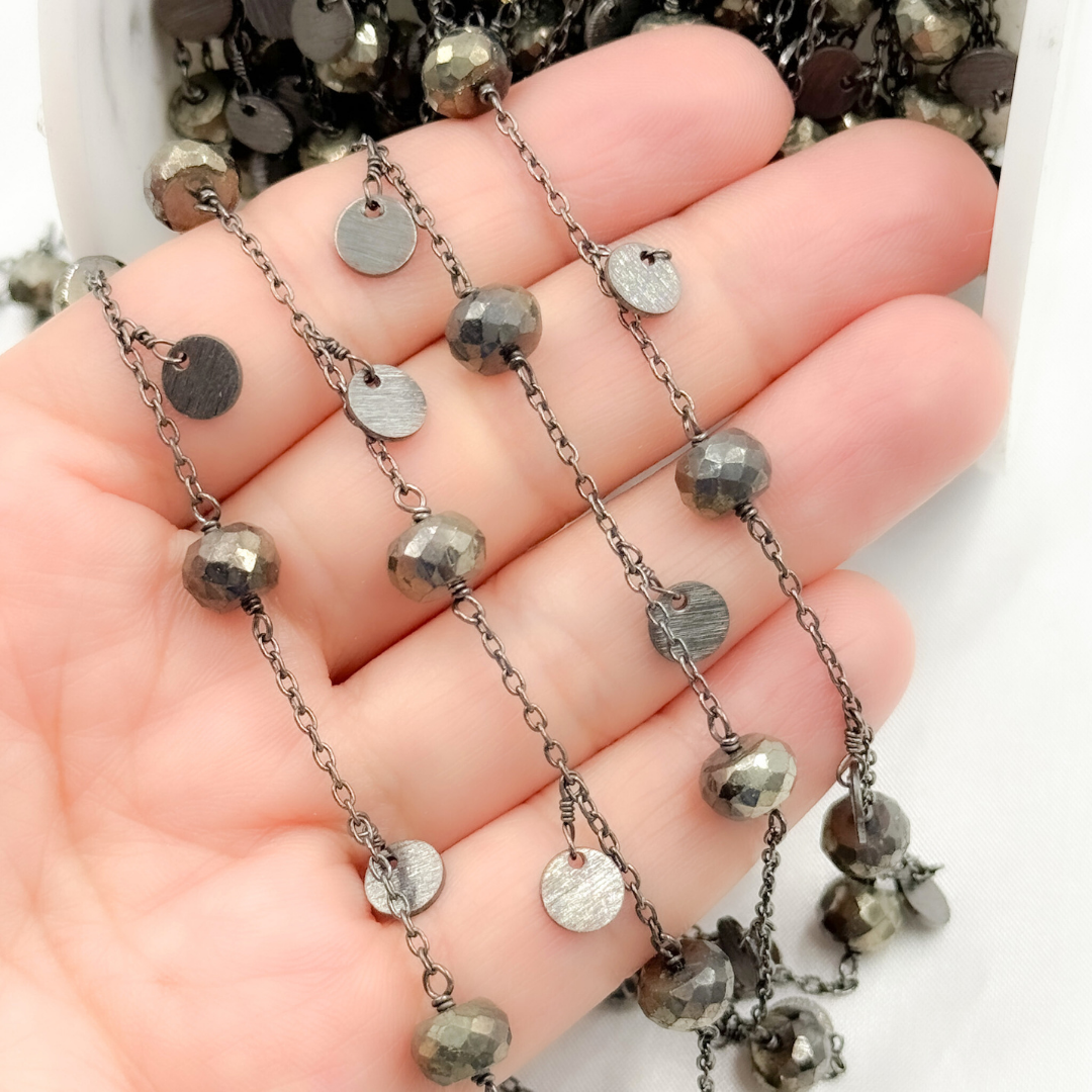 Pyrite and Dangle Disc Oxidized Connected Wire Chain.