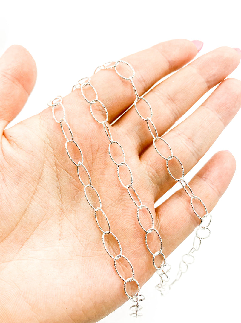 Y72ASS. 925 Sterling Silver Diamond Cut Oval Link Chain.