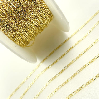14K Solid Yellow Gold Figaro Link Chain
