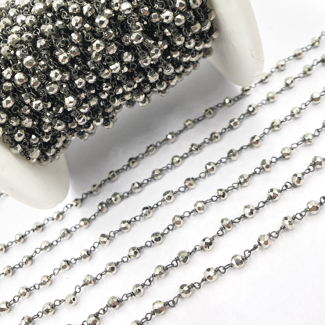 Steel Pyrite Black Rhodium 925 Sterling Silver Wire Chain