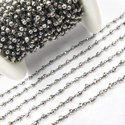 Steel Pyrite Black Rhodium 925 Sterling Silver Wire Chain