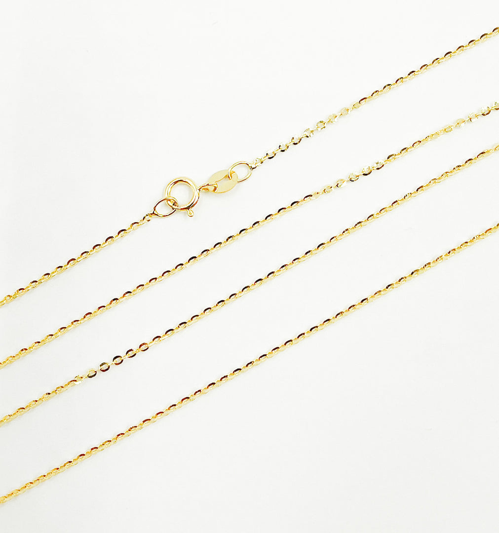 030R08BL4L024. 14K Solid Gold Flat Cable Chain