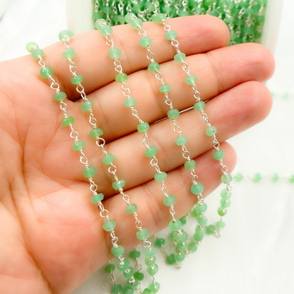 Chrysoprase Sterling Silver Wire Chain