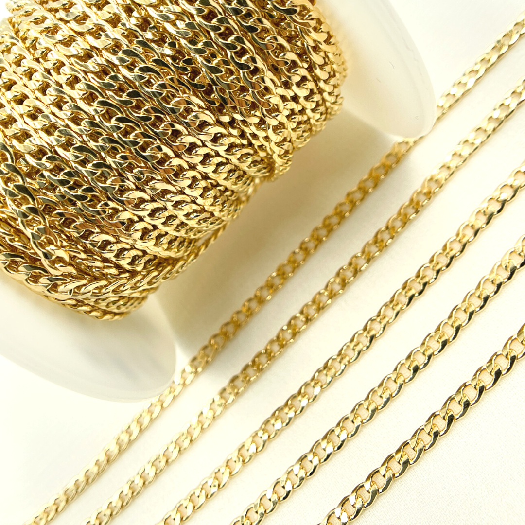 Gold Filled Flat Round Shape Curb Chain