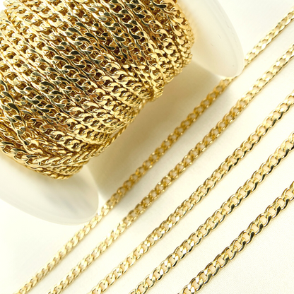 Gold Filled Flat Round Shape Curb Chain
