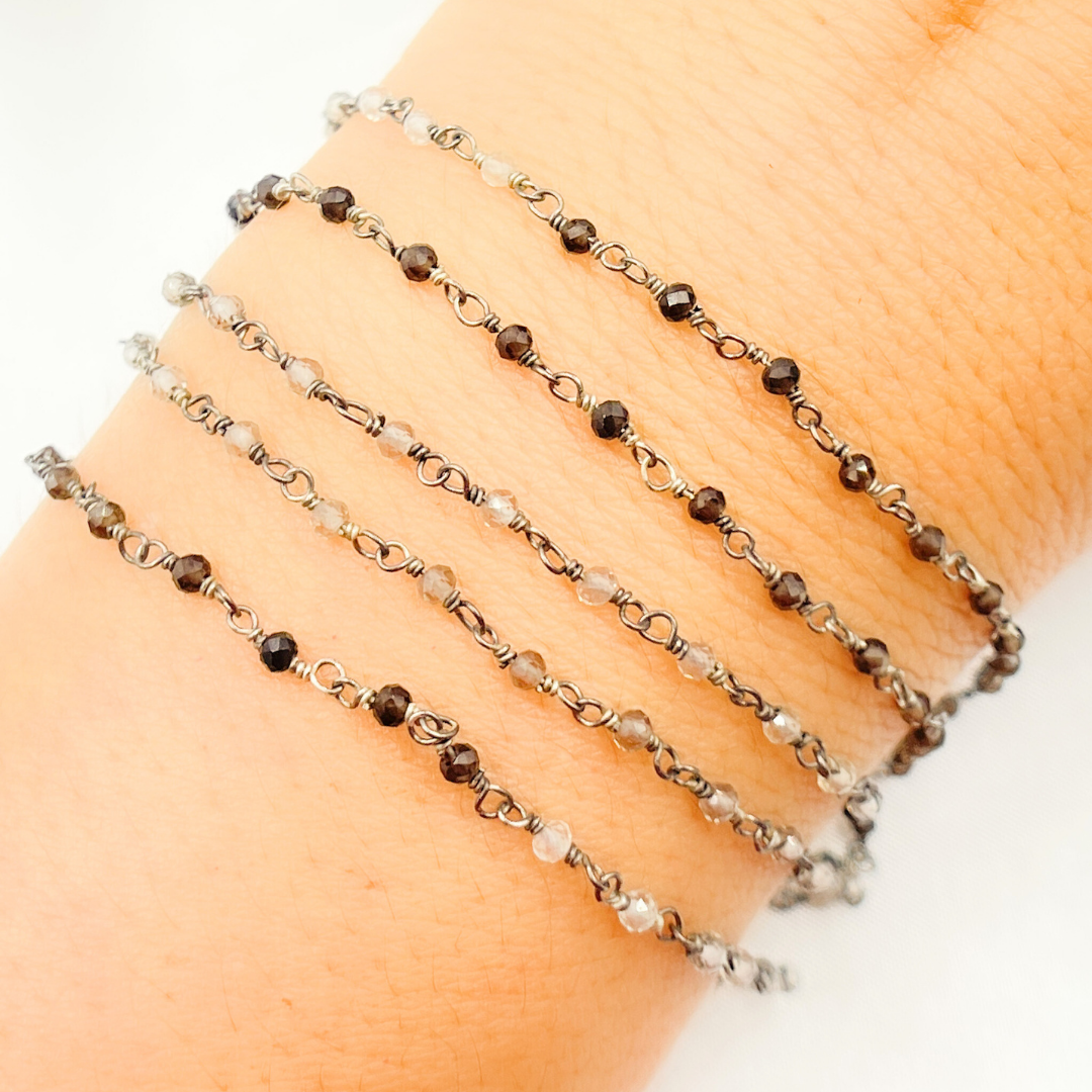 Shaded Smoky Quartz Oxidized Wire Chain