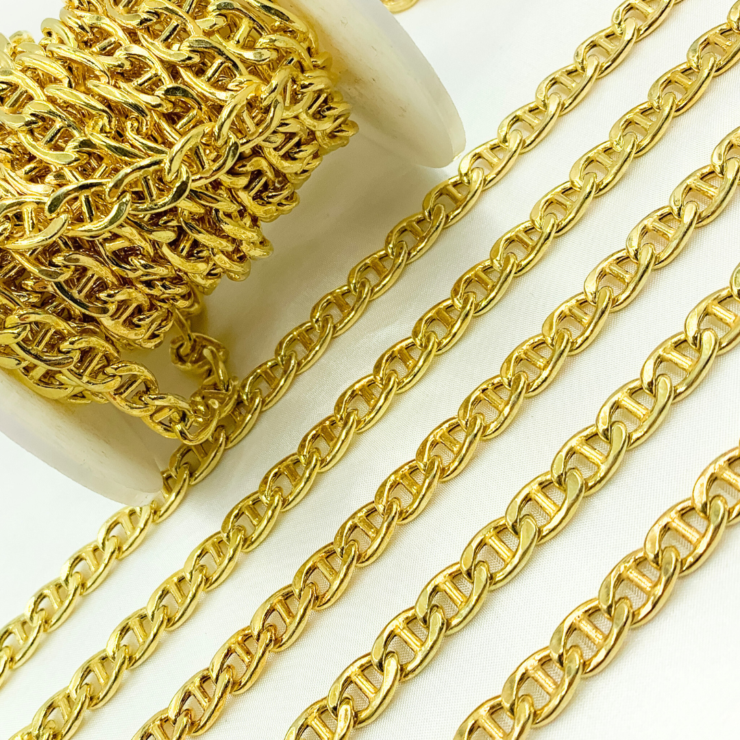 Gold Plated 925 Sterling Silver Curb Marina Chain. Y59GP