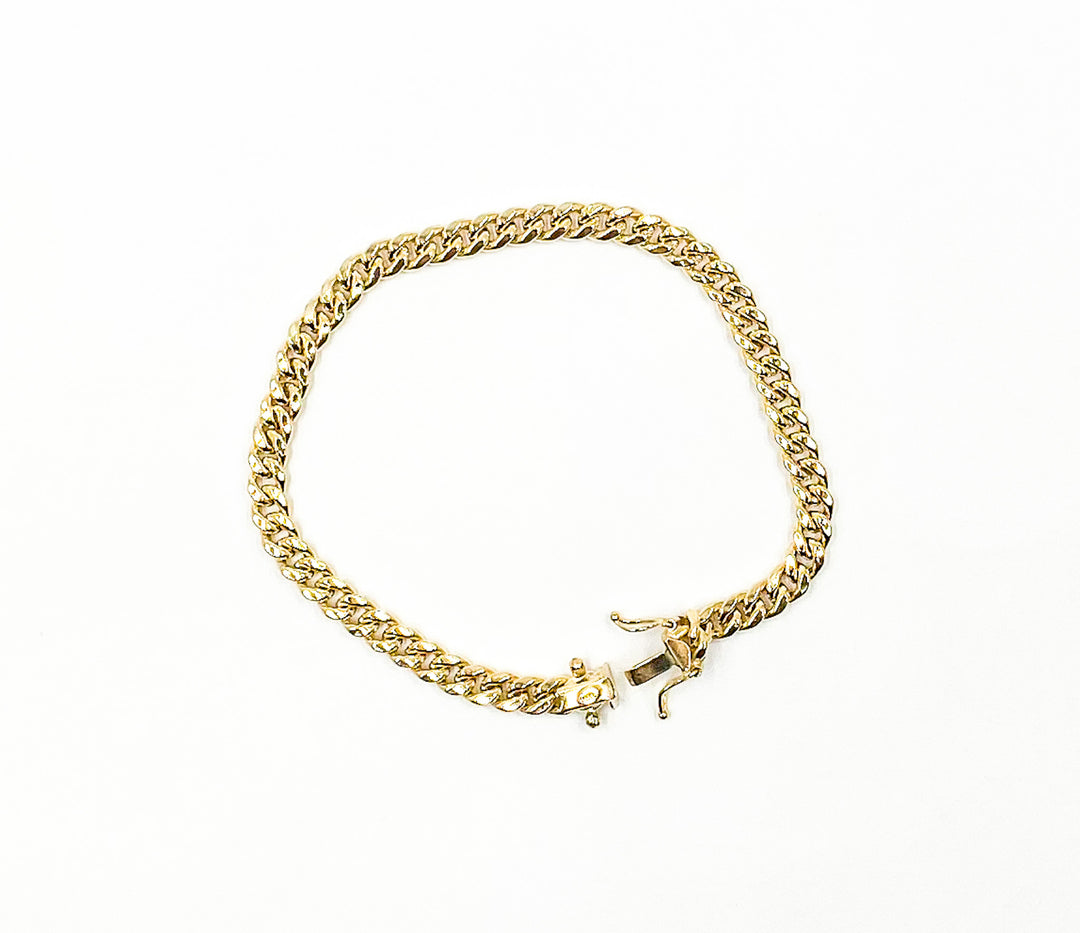 14K Solid Gold Small Curb Bracelet.