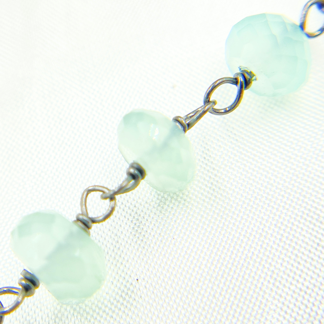 Blue Chalcedony Oxidized Wire Chain