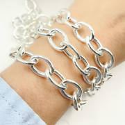 925 Sterling Silver Smooth Oval Hallow Link Chain. 