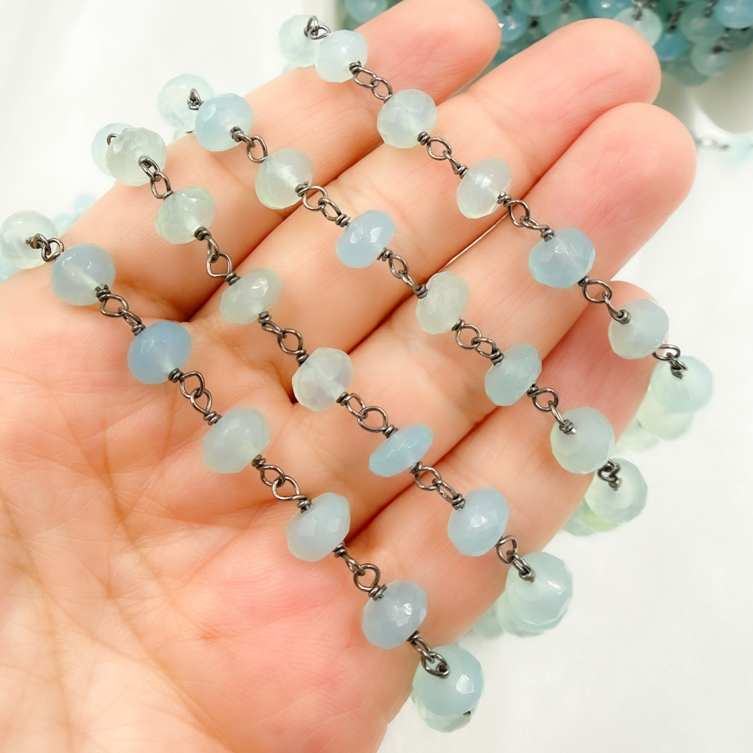Blue Chalcedony Oxidized Wire Chain