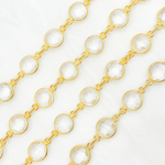 Load image into Gallery viewer, Crystal Round Shape Bezel Gold Plated Wire Chain. CR35
