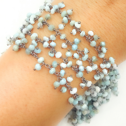 Larimar Cluster Dangle Oxidized Wire Chain