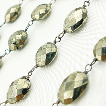 Pyrite Oval Shape Oxidized Wire Chain. PYR45