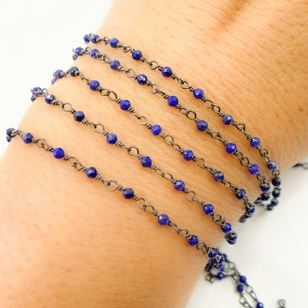 Lapis Lazuli Oxidized Wire Chain. LAP2