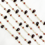 Load image into Gallery viewer, Garnet &amp; Pearl Gold Plated Wire Chain. GAR11
