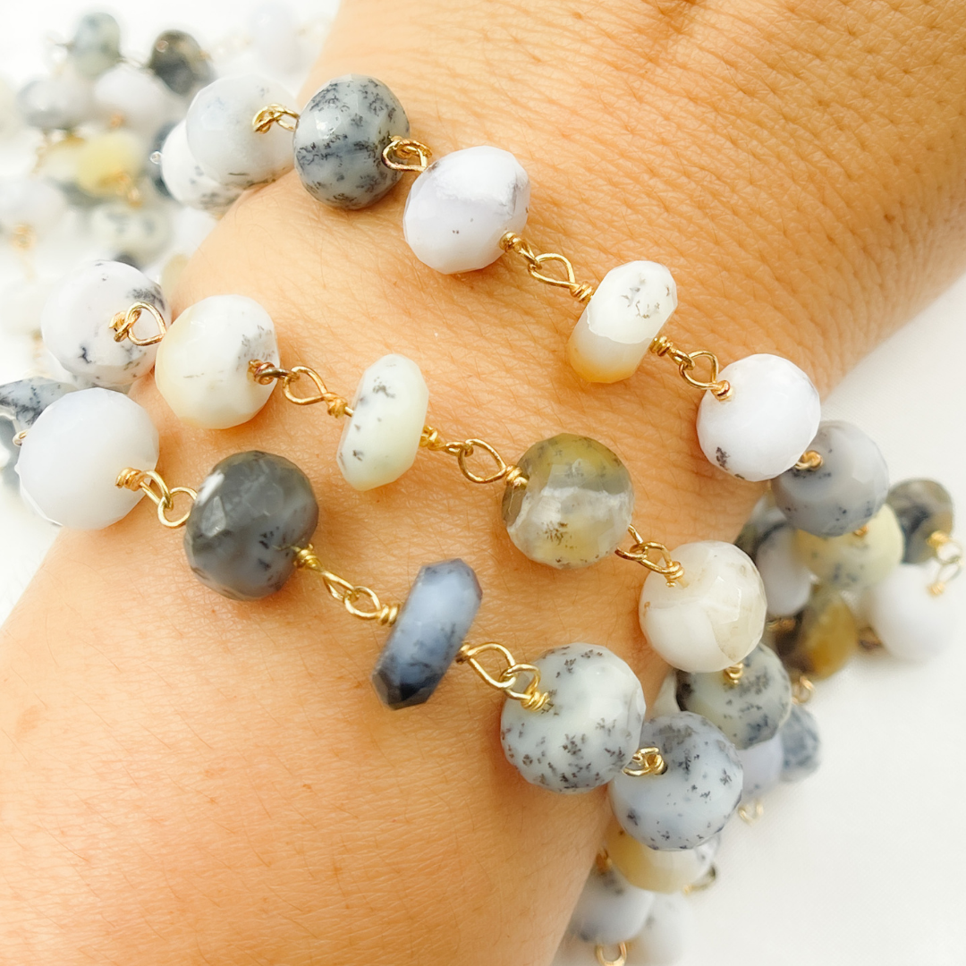 Dendrite Opal Gold Plated Wire Chain