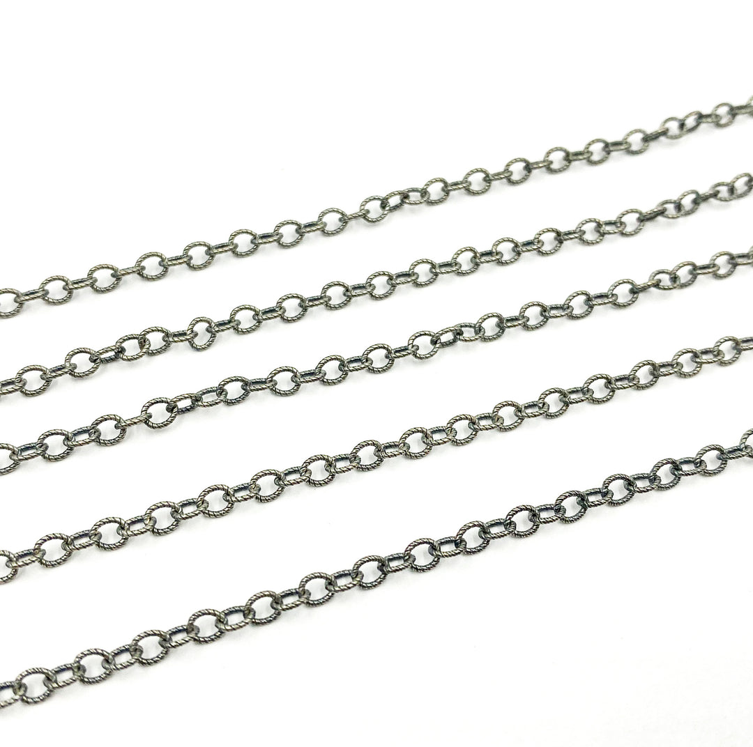 Oxidized 925 Sterling Silver Twisted Oval Link Chain. 2510TWOX