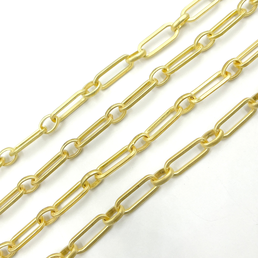 Gold Plated Matt Sterling Silver Long & Short Link Chain