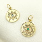 Load image into Gallery viewer, 14K Solid Gold Diamond Evil Eye Charm. GDP187
