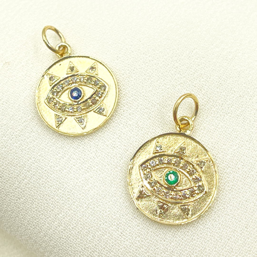 14K Solid Gold Diamond Evil Eye Charm. GDP187