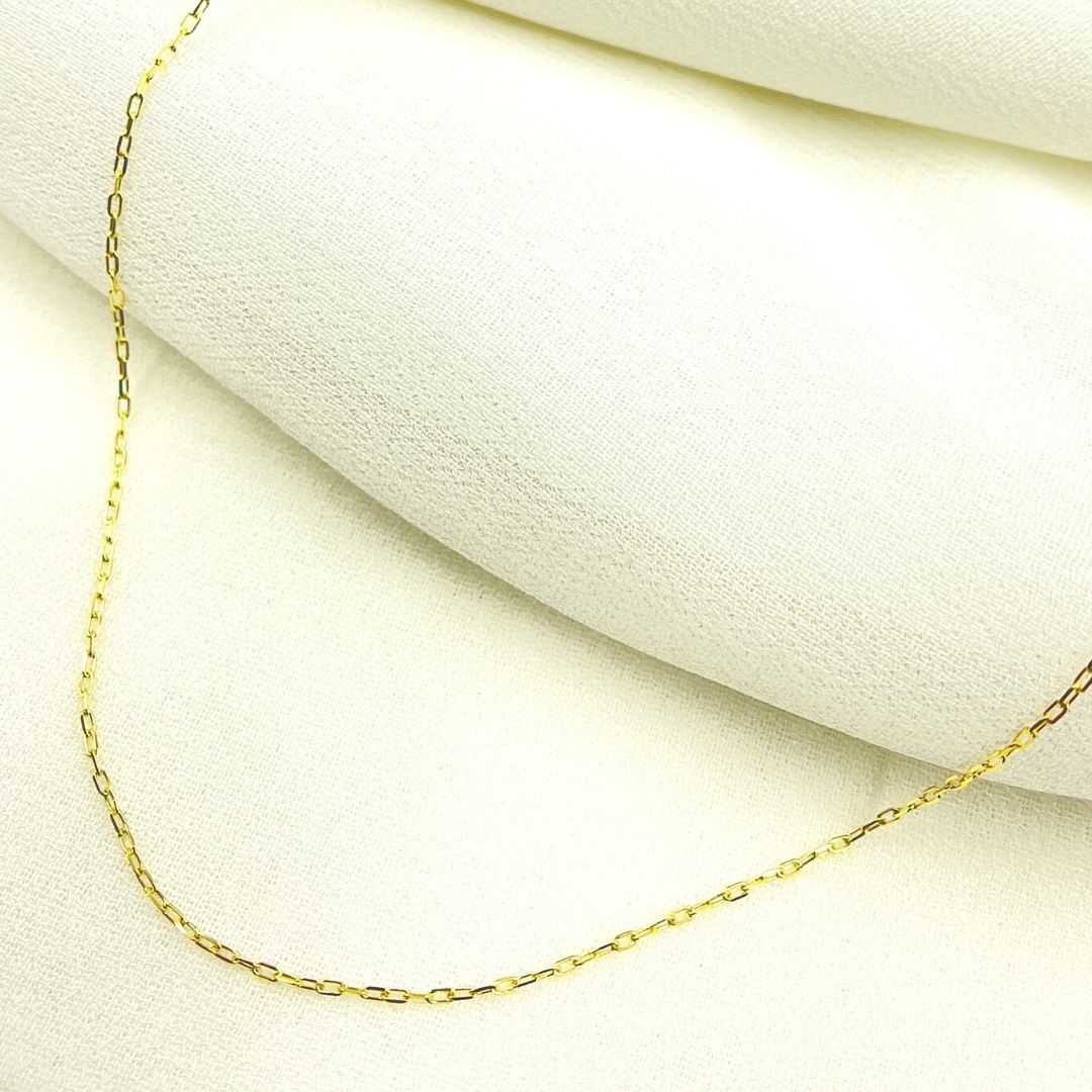 025FCLT5. 14K Solid Yellow Gold Diamond Cut Paperclip Link Chain