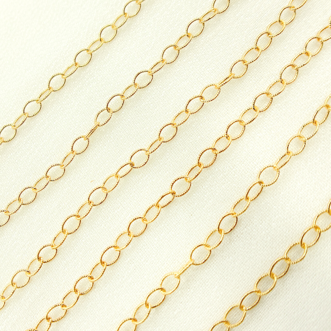 14K Gold Filled Textured Oval Link Chain. 