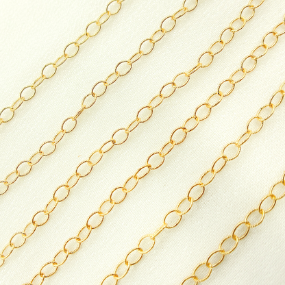 14K Gold Filled Textured Oval Link Chain. 