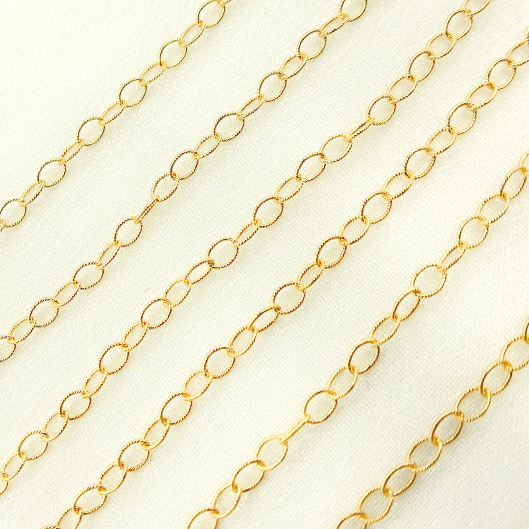 14K Gold Filled Textured Oval Link Chain. 1808MGF