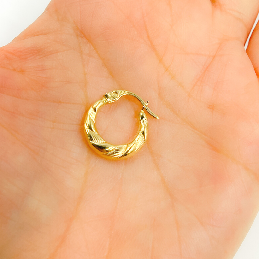 14K Solid Gold Twisted Hoop