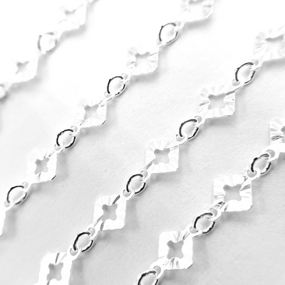 Sterling Silver Hammered Diamond Shape Link Chain