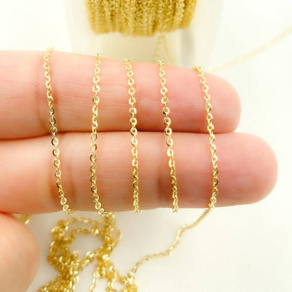 14K Solid Gold Flat Cable Link Chain