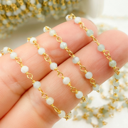 Shaded Amazonite Gold Plated Wire Chain