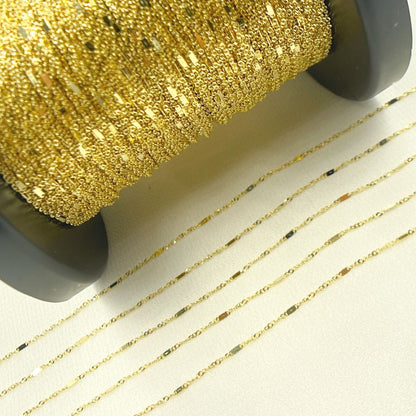14K Solid Gold Flat Bar & Singapore Link Chain