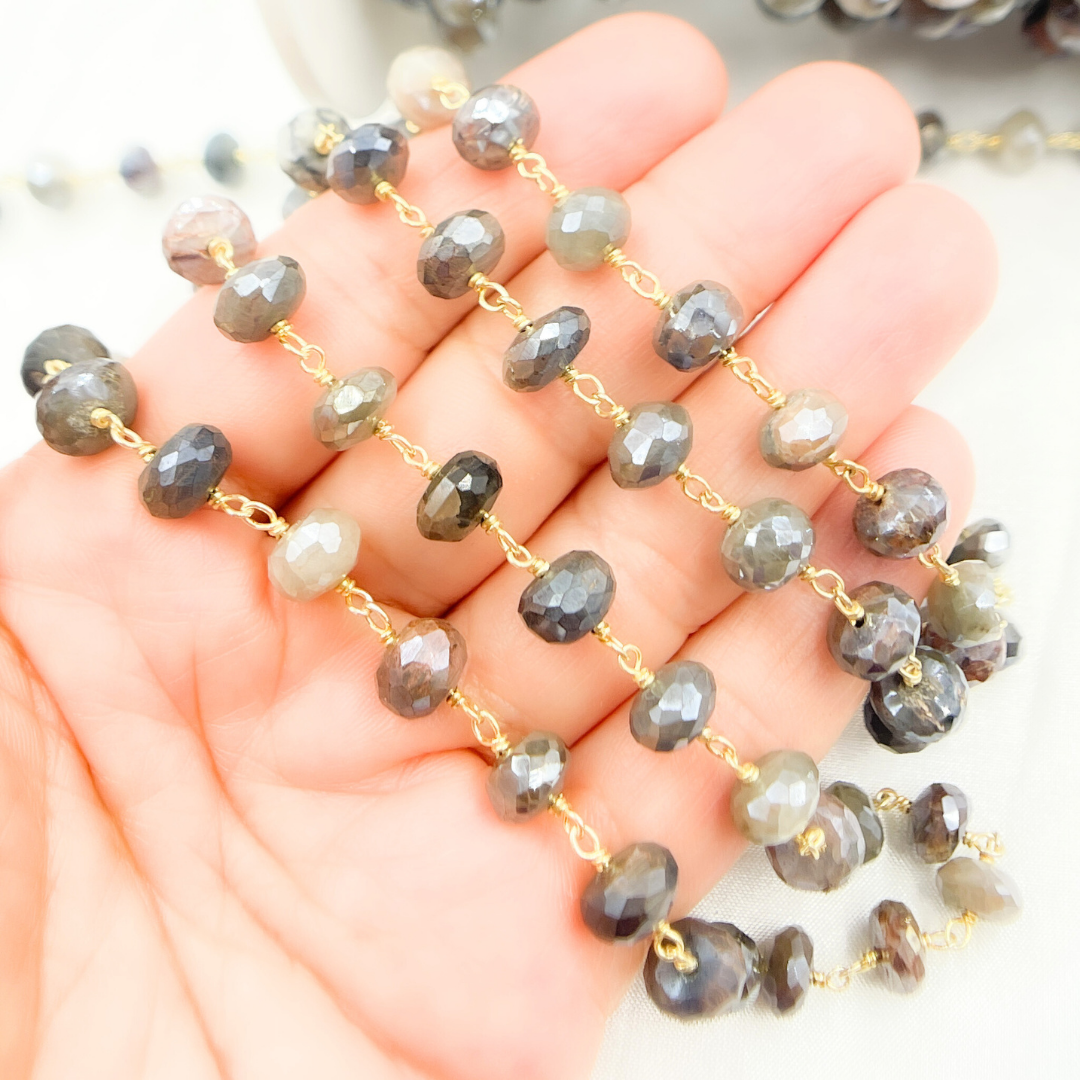 Coated Cats Eye Gold Plated Wire Chain