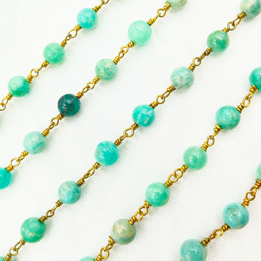 Amazonite Gold Plated Wire Chain