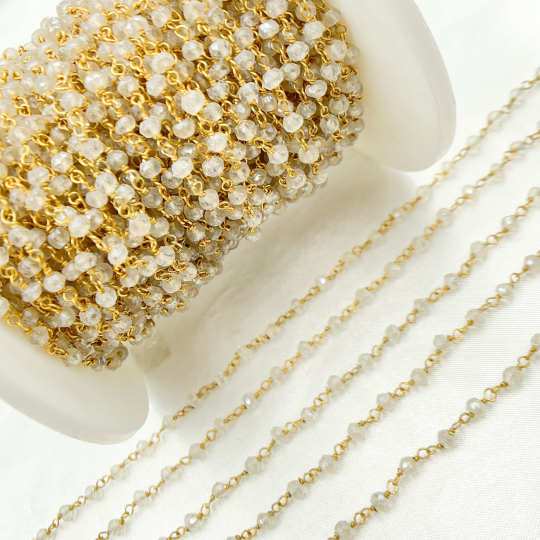 Coated White Topaz Gold Plated Wire Chain.