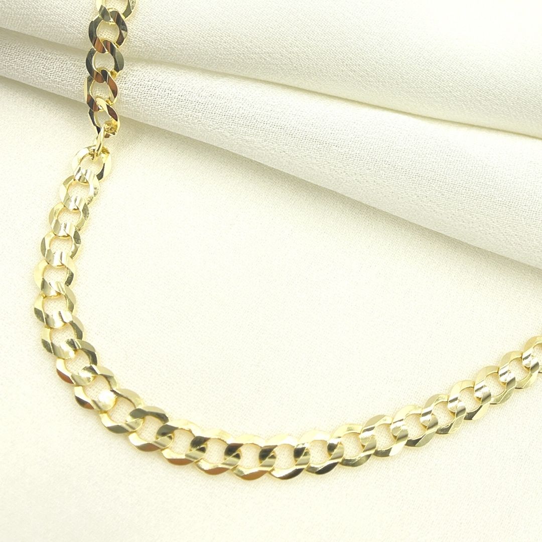 120R13FG1T2A9L001. 14K Solid Yellow Gold Miami Flat Curb Chain