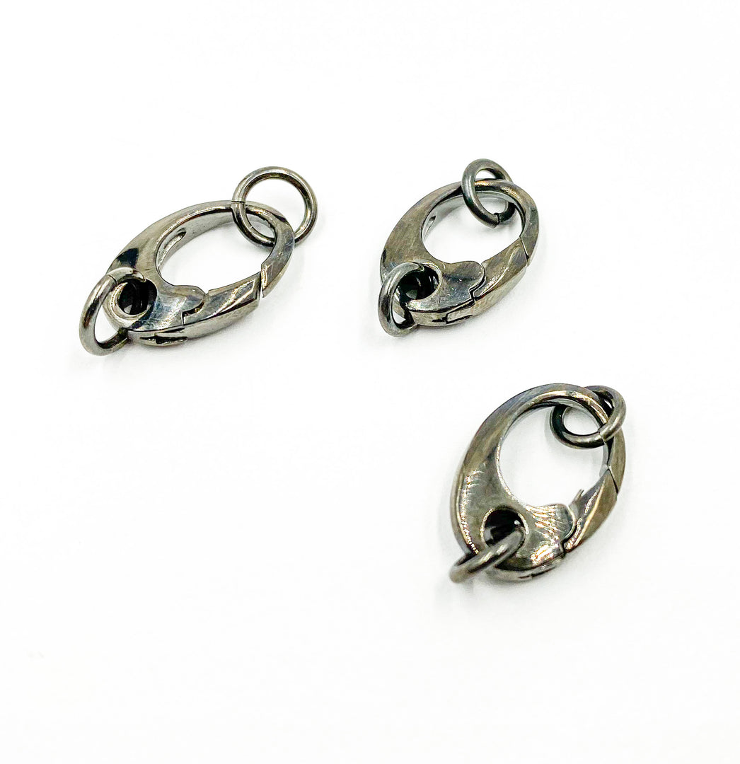 Black Rhodium 925 Sterling Silver  17x11mm Oval Clasp