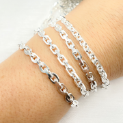 Z90SS. 925 Sterling Silver Rectangle Diamond Cut Heavy Cable