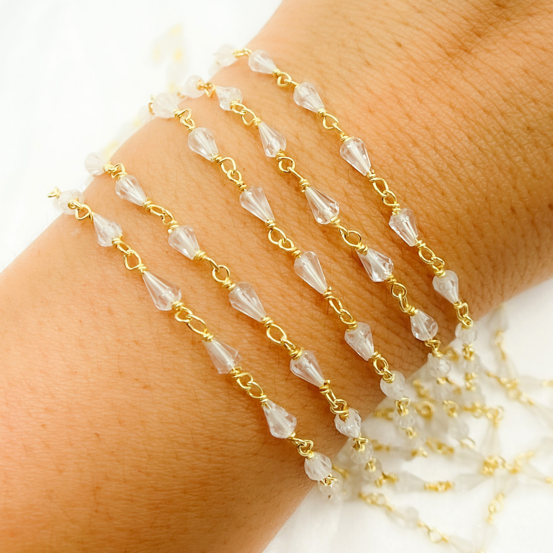 Crystal Gold Plated Wire Chain