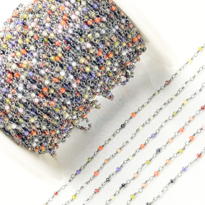 Multi Color Cubic Zirconia Oxidized Wire Chain.