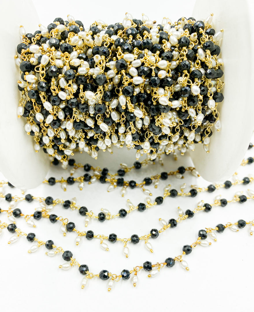 Pearl with Black Spinel Chain. PRL14