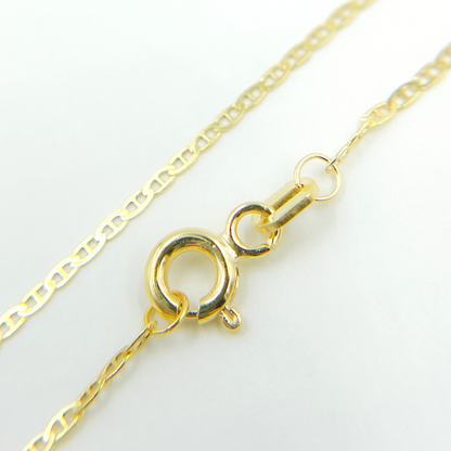 14K Solid Gold Flat Marina Necklace