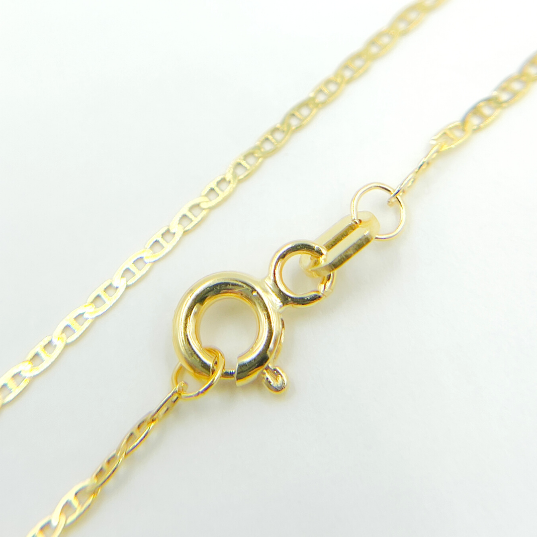 14K Solid Gold Flat Marina Necklace