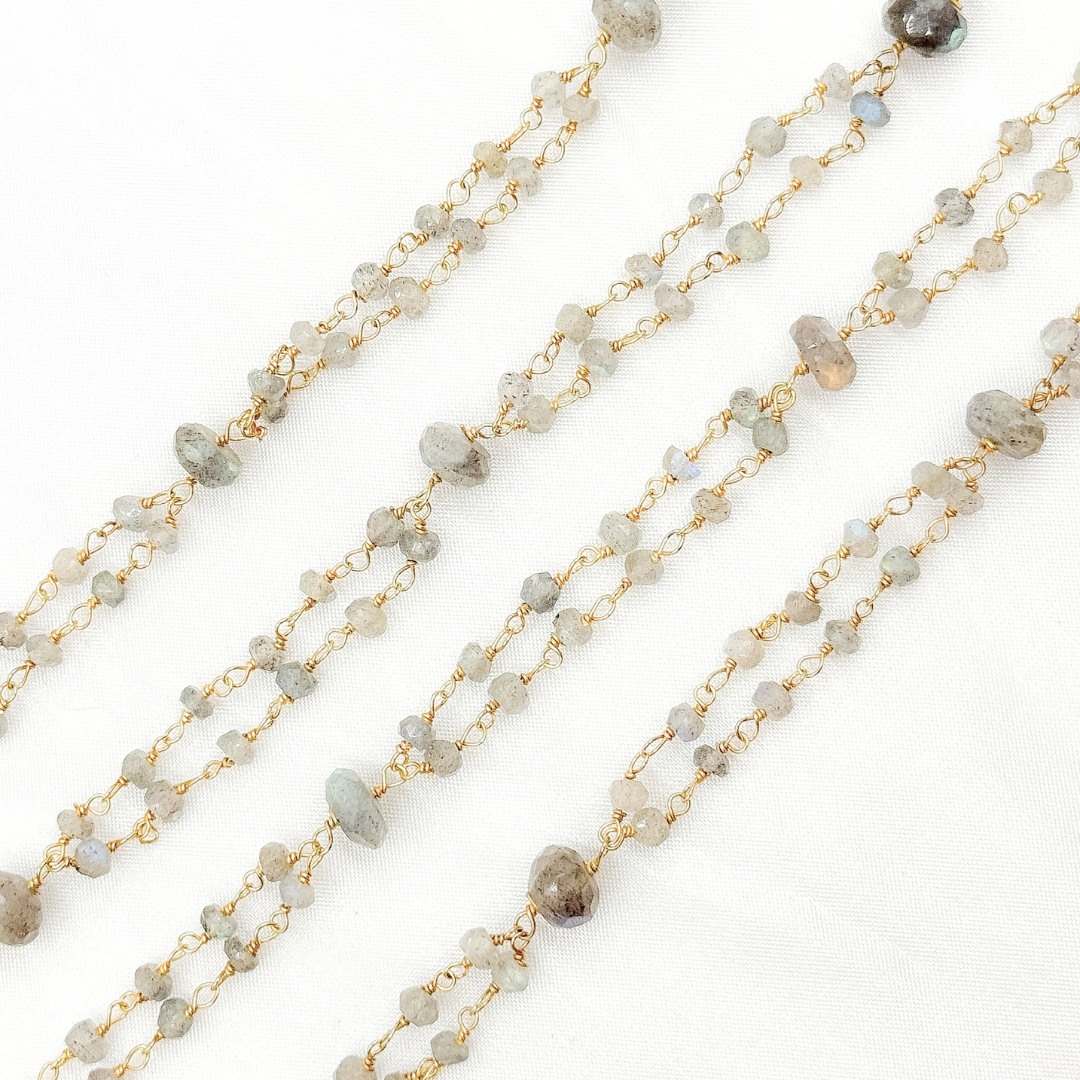 Labradorite Double Gold Plated Connected Wire Chain