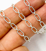 Load image into Gallery viewer, Sterling Silver Textured Oval &amp; Smooth Round Link Chain. 8251-1ASS
